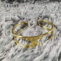 賽琳 celine 高版本 新款金色凱‮門旋‬標誌logo開口手鐲