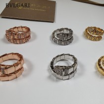 BVLGARI寶格麗寬版單圈滿鉆蛇戒指 均碼