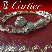 卡地亞霸氣豹紋滿鉆手鏈 Panthere de Cartier豹手鏈 亞金材質男女都可佩戴