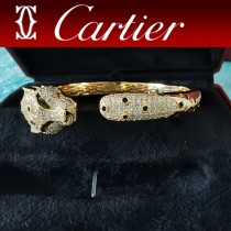 Cartier卡地亞霸氣花斑黑豹鑲鉆手鐲 豹手鐲 Panthere de Cartier豹子手鐲