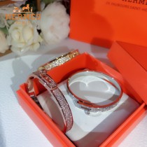 HERMES愛馬仕精工版本滿鉆手鐲 烤漆工藝 亞金材質