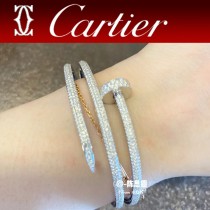 卡地亞滿鉆 雙層手鐲 Cartier釘子手鐲手工鑲嵌 頂級進口八心八箭鉆石
