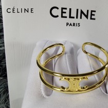 賽琳 celine 高版本 新款金色凱‮門旋‬標誌logo開口手鐲