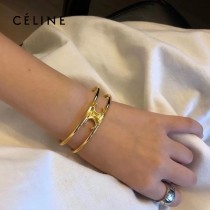 賽琳 celine 高版本 新款金色凱‮門旋‬標誌logo開口手鐲