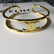 賽琳 celine 高版本 新款金色凱‮門旋‬標誌logo開口手鐲