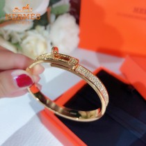 HERMES愛馬仕精工版本滿鉆手鐲 烤漆工藝 亞金材質