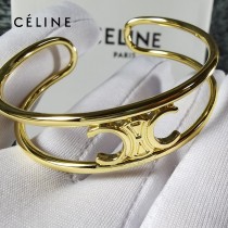 賽琳 celine 高版本 新款金色凱‮門旋‬標誌logo開口手鐲