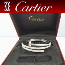 卡地亞滿鉆 雙層手鐲 Cartier釘子手鐲手工鑲嵌 頂級進口八心八箭鉆石