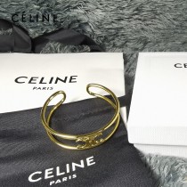 賽琳 celine 高版本 新款金色凱‮門旋‬標誌logo開口手鐲