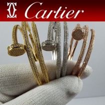 卡地亞滿鉆 雙層手鐲 Cartier釘子手鐲手工鑲嵌 頂級進口八心八箭鉆石