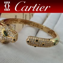 Cartier卡地亞霸氣花斑黑豹鑲鉆手鐲 豹手鐲 Panthere de Cartier豹子手鐲
