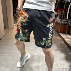 夏季老虎男五分短褲韓版潮流顯瘦時尚印花男士沙灘褲子寬松休閑褲