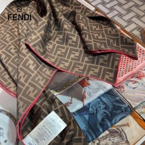 Fendi 字母元素風格斜紋真絲砂洗工藝方巾