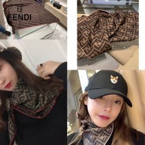 Fendi 字母元素風格斜紋真絲砂洗工藝方巾