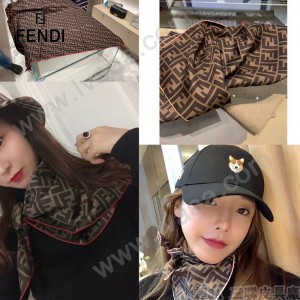 Fendi 字母元素風格斜紋真絲砂洗工藝方巾