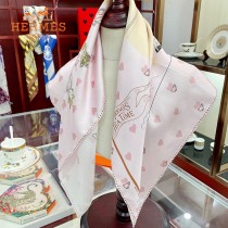 Hermes精致浪漫女神款限量款真絲絲巾 下午茶時光