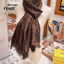 Fendi芬迪 復古真絲羊毛面料雙F羊毛長巾