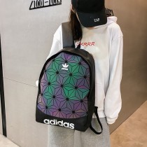 ADIDAS  新款潮牌炫彩菱形格雙肩包男女學生時尚韓版書包旅行戶外背包