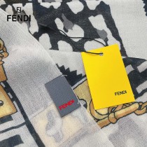 FENDI 芬迪 走秀新款原單鏈條拼色羊絨圍巾