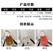 韩国潮牌NY男女灯芯绒水桶包运动时尚斜挎包拎包21年秋季新品