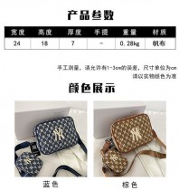 韩国潮牌斜挎包女2021新款老花满标牛仔蓝子母单肩背包男NY相机包