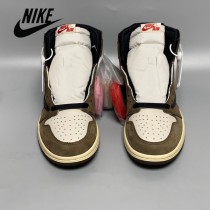 純原Travis Scott x Air Jordan 1 AJ1 倒鉤高幫運動鞋