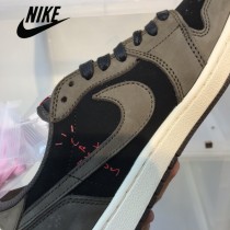 純原Travis Scott x Air Jordan 1 AJ1 倒鉤低幫運動鞋