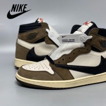 純原Travis Scott x Air Jordan 1 AJ1 倒鉤高幫運動鞋