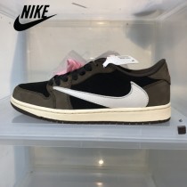 純原Travis Scott x Air Jordan 1 AJ1 倒鉤低幫運動鞋
