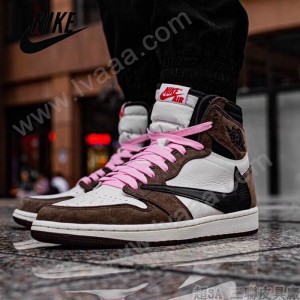 純原Travis Scott x Air Jordan 1 AJ1 倒鉤高幫運動鞋