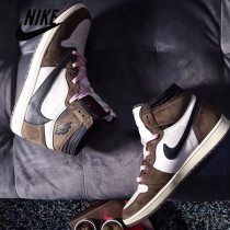 純原Travis Scott x Air Jordan 1 AJ1 倒鉤高幫運動鞋