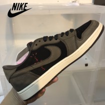 純原Travis Scott x Air Jordan 1 AJ1 倒鉤低幫運動鞋