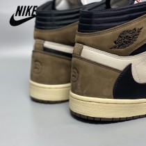 純原Travis Scott x Air Jordan 1 AJ1 倒鉤高幫運動鞋