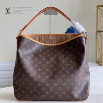 M50156-001  大號 LV原單老花杏色 Delightful中古版購物袋