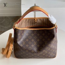 M50155-01  LV原單老花杏色 小號 Delightful中古版購物袋