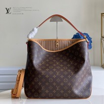 M50156-001  大號 LV原單老花杏色 Delightful中古版購物袋