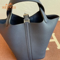 HERMES  深蓝  愛馬仕 原單 Picotin 18菜籃子  金銀現貨