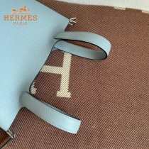 HERMES  亚麻蓝  愛馬仕 原單 Picotin 18菜籃子  金銀現貨