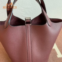 HERMES  酒红  愛馬仕 原單 Picotin 18菜籃子  金銀現貨
