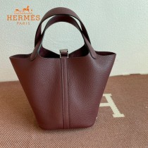 HERMES  酒红  愛馬仕 原單 Picotin 18菜籃子  金銀現貨