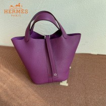 HERMES  海葵紫  愛馬仕 原單 Picotin 18菜籃子  金銀現貨