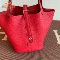 HERMES  大红  愛馬仕 原單 Picotin 18菜籃子  金銀現貨