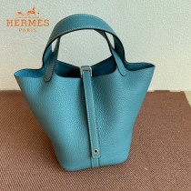 HERMES  牛仔蓝  愛馬仕 原單 Picotin 18菜籃子  金銀現貨