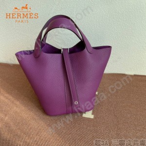 HERMES  海葵紫  愛馬仕 原單 Picotin 18菜籃子  金銀現貨