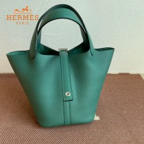 HERMES  孔雀绿  愛馬仕 原單 Picotin 18菜籃子  金銀現貨