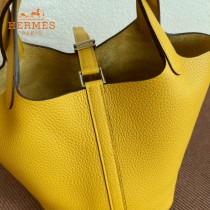 HERMES  琥珀黄  愛馬仕 原單 Picotin 18菜籃子  金銀現貨