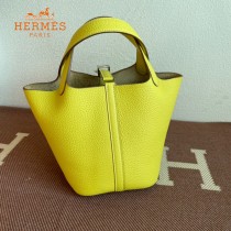 HERMES  柠檬黄  愛馬仕 原單 Picotin 18菜籃子  金銀現貨