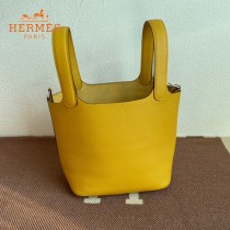 HERMES  琥珀黄  愛馬仕 原單 Picotin 18菜籃子  金銀現貨