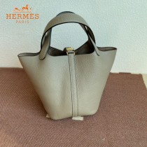 HERMES  沥青灰  愛馬仕 原單 Picotin 18菜籃子  金銀現貨