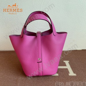HERMES  玉兰粉  愛馬仕 原單 Picotin 18菜籃子  金銀現貨